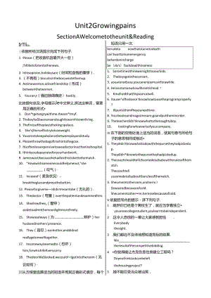 Unit2Growing pains Section A Welcome to the unit.docx