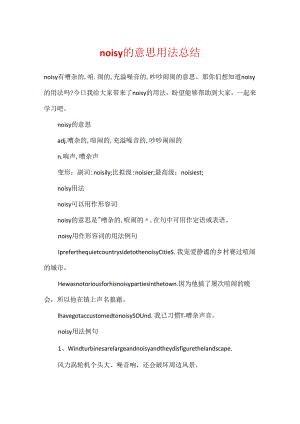 noisy的意思用法总结.docx