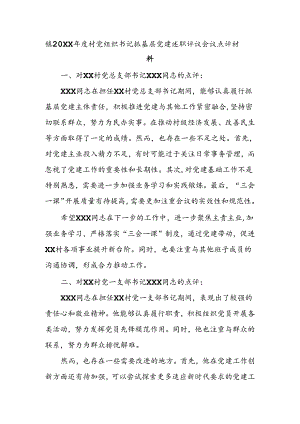 镇20XX年度村党组织书记抓基层党建述职评议会议点评材料.docx