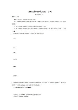 “几种无机离子的检验”学生学案(定稿).docx