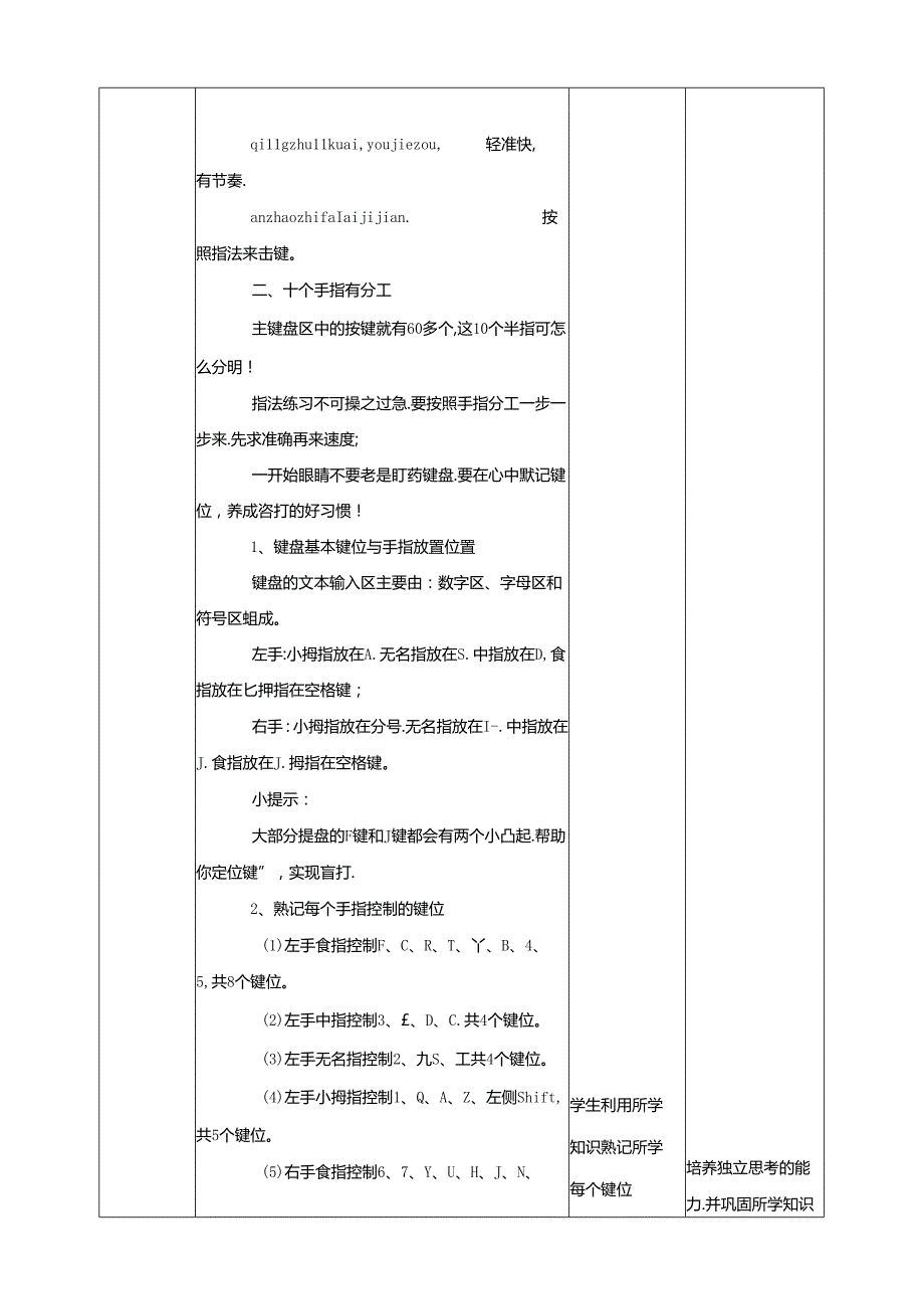 泰山版信息技术一上 第5课《指法顺序要记清》教案.docx_第3页