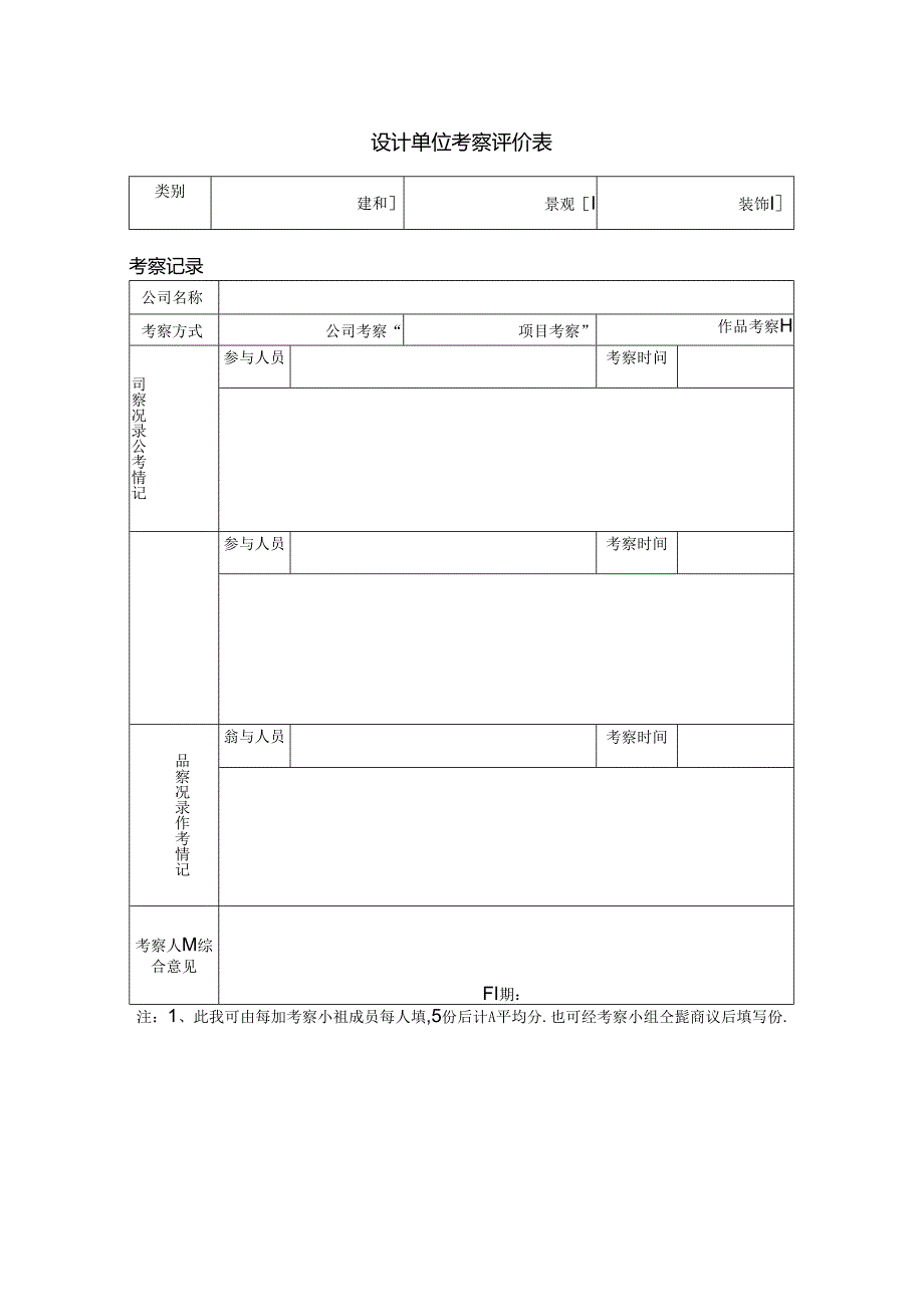 【招采管理】设计类供应商考察评价表.docx_第1页