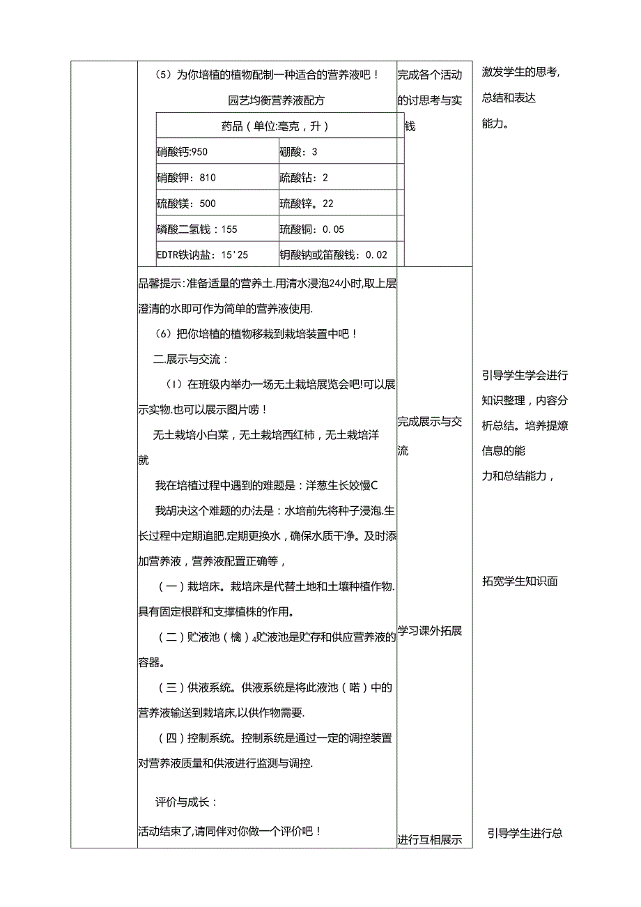 6.2无土栽培初体验活动二 无土栽培我行动 教案 辽海版综合实践活动七年级上册.docx_第3页