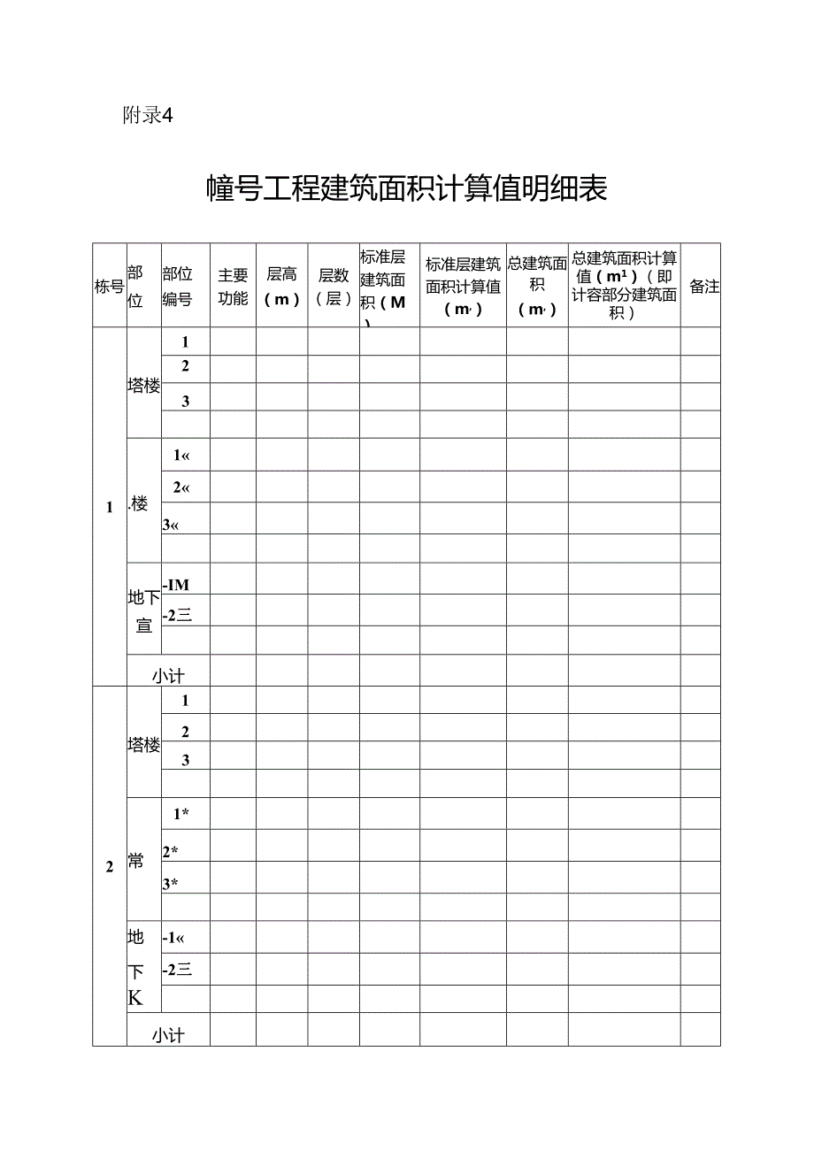 幢号工程建筑面积计算值明细表.docx_第1页