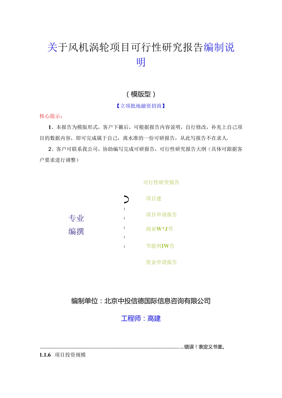 风机涡轮项目可行性研究报告编写格式说明(模板套用型文档).docx_第2页