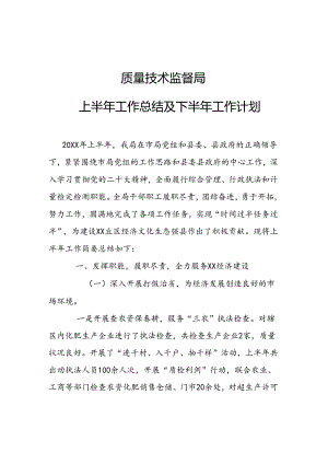 质量技术监督局上半年工作总结及下半年工作计划.docx