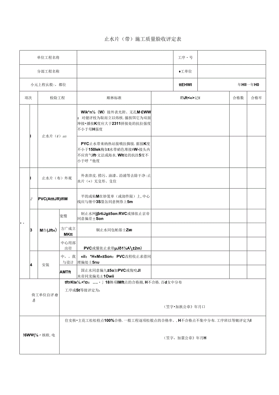 止水片(带)施工质量验收评定表.docx_第1页