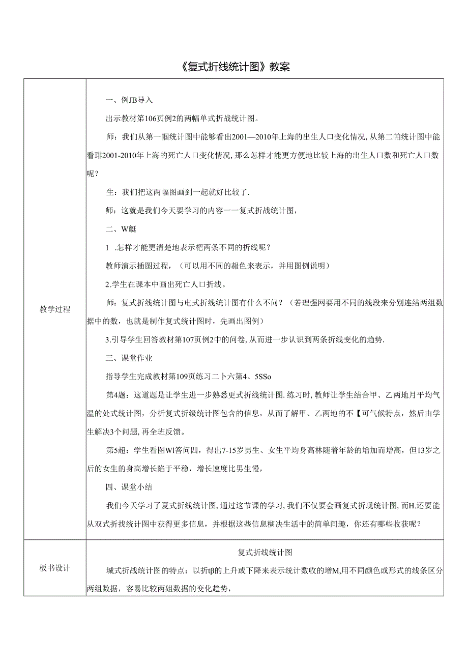 《复式折线统计图》教案.docx_第1页