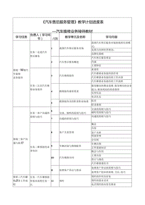 《汽车售后服务管理》教学计划安排表（分配）.docx