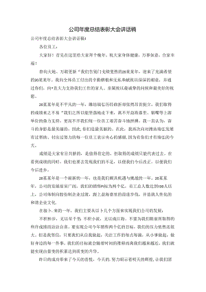 公司年度总结表彰大会讲话稿.docx