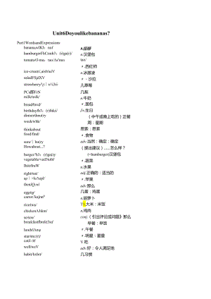 Unit6 Do you like bananas.讲义及答案.docx