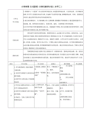 小学体育《小篮球》大单元教学计划(水平二)（5页）.docx