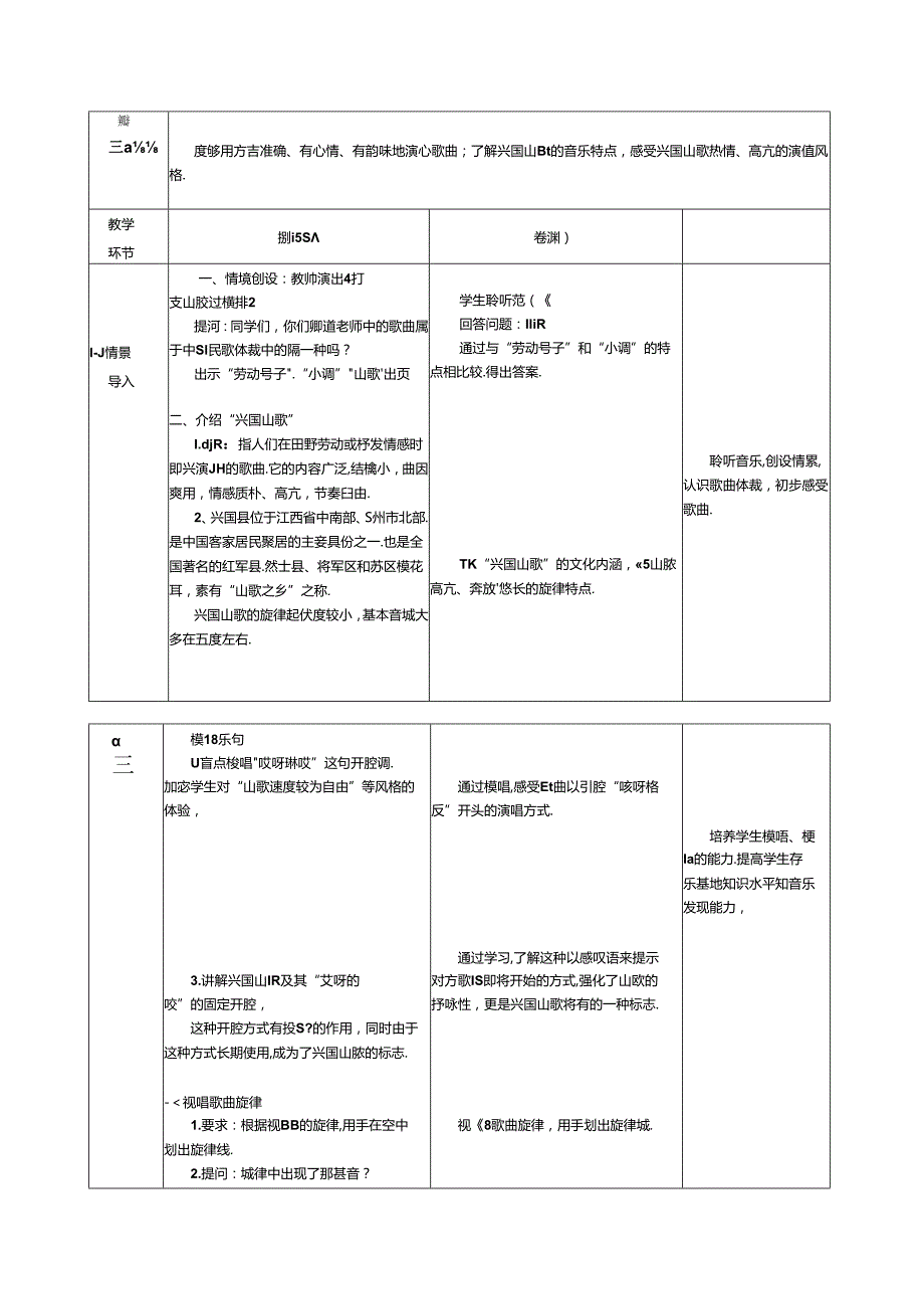 人音版初中音乐八年级下册 第三单元《山野放歌》单元整体教学设计（表格式）.docx_第3页