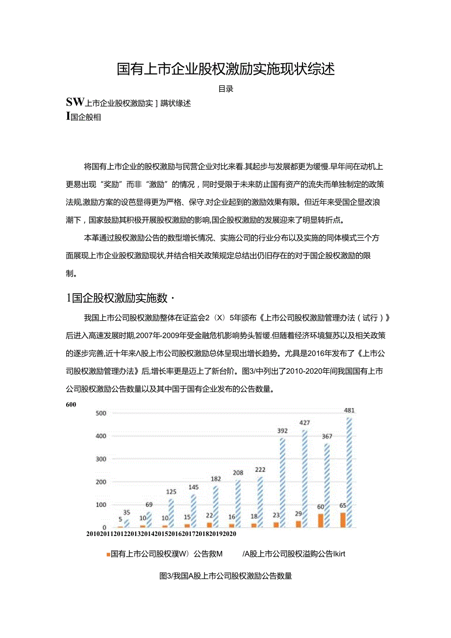 【《国有上市企业股权激励实施现状综述》2200字】.docx_第1页