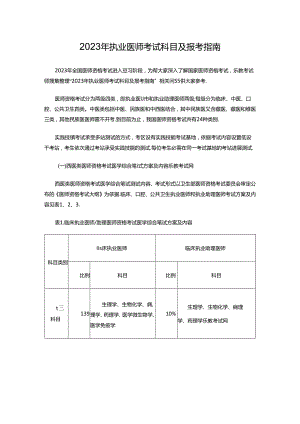 2023年执业医师考试科目及报考指南.docx