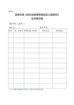 3. 团体标准《田长巡管理系统巡田上报规范》征求意见表.docx