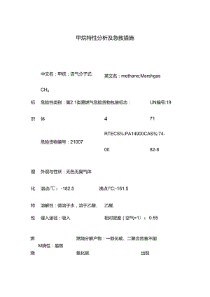 甲烷特性分析及急救措施.docx