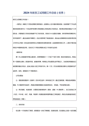 2024年新员工试用期工作总结（优秀）.docx