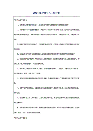 2024年护师个人工作计划.docx