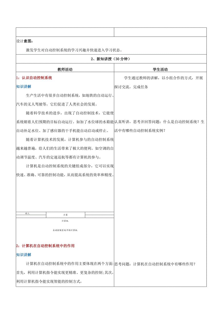 第1课自动控制系统教学设计浙教版信息科技六年级下册.docx_第2页