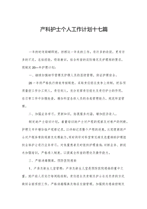 产科护士个人工作计划十七篇.docx