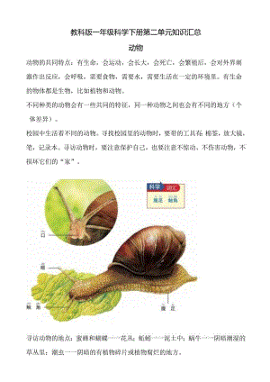 教科版一年级科学下册第二单元知识汇总.docx