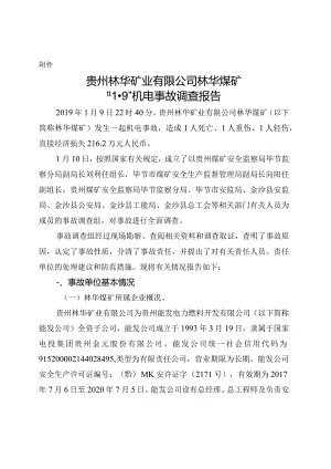 贵州林华矿业有限公司林华煤矿“1·9”机电事故调查报告.docx