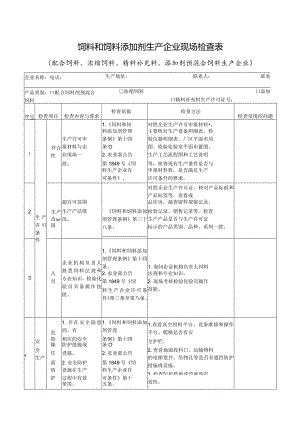 饲料和饲料添加剂生产企业现场检查表.docx