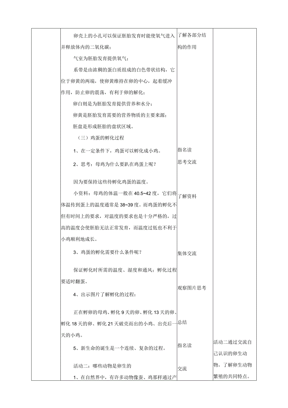 粤教粤科版小学科学四上第一单元第6课《母鸡生蛋了》教案.docx_第3页