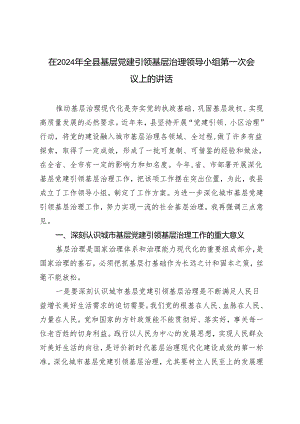 （2篇）在2024年全县基层党建引领基层治理领导小组第一次会议上的讲话+示范性基层党组织创建活动实施方案.docx