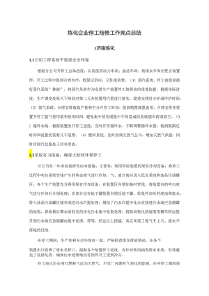 炼化企业停工检修工作亮点总结.docx