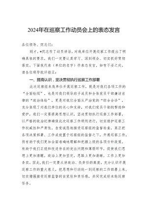 2024年在巡察工作动员会上的表态发言.docx