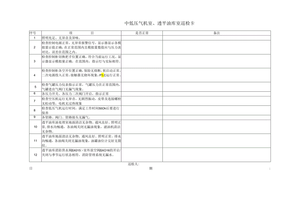 中低压气机室、油库室巡检卡.docx_第3页