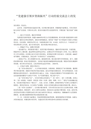 “党建强引领 乡贤助振兴”行动经验交流会上的发言.docx