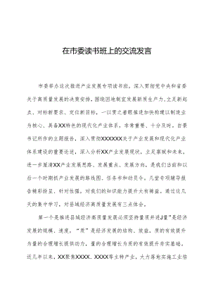 在市委读书班上的交流发言.docx