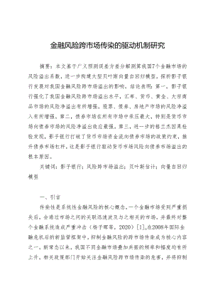 金融风险跨市场传染的驱动机制研究.docx