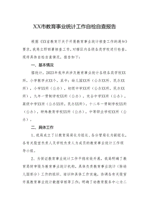 市教育事业统计工作自检自查报告.docx