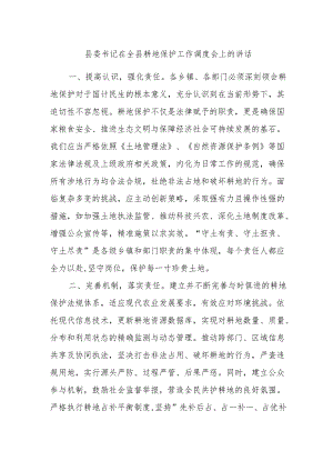 县委书记在全县耕地保护工作调度会上的讲话.docx