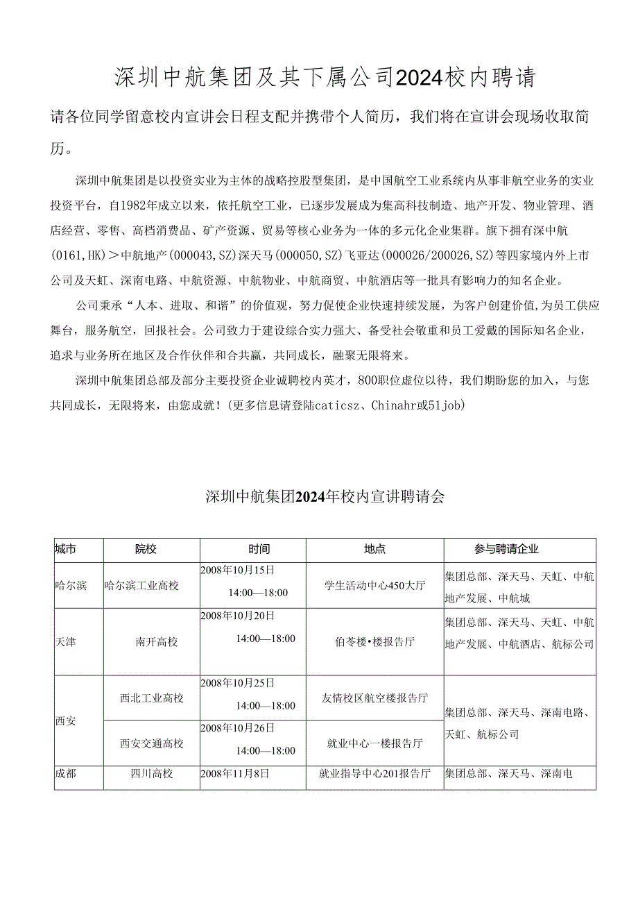 深圳中航集团及其下属公司2024校园招聘.docx_第1页