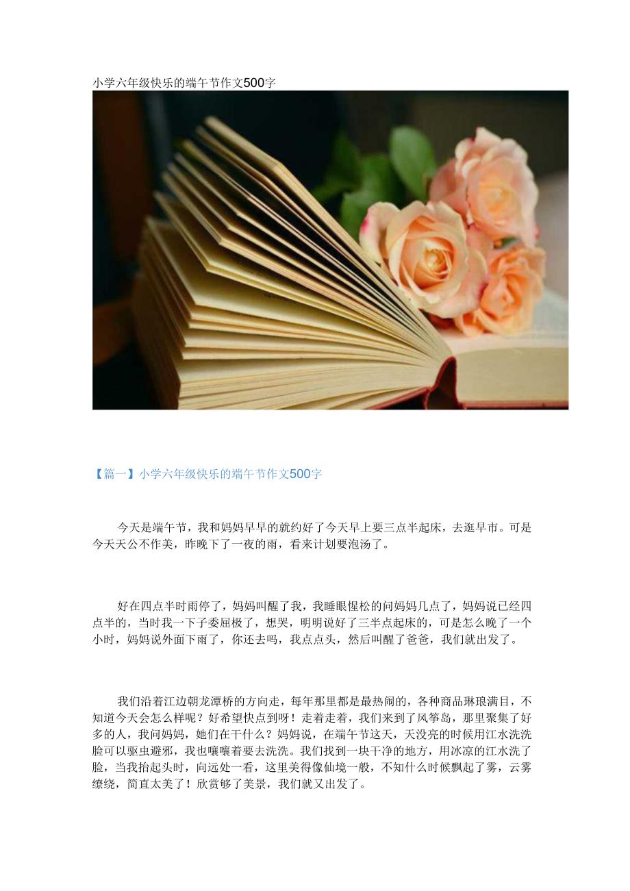 新小学六年级快乐的端午节作文500字.docx_第1页