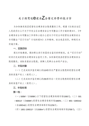 关于经营性自建房安全鉴定经费补贴方案.docx