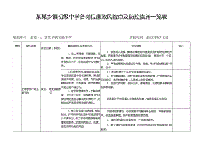 某某乡镇初级中学资助廉政风险点及防控措施一览表.docx