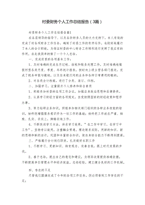 村委财务个人工作总结报告（3篇）.docx