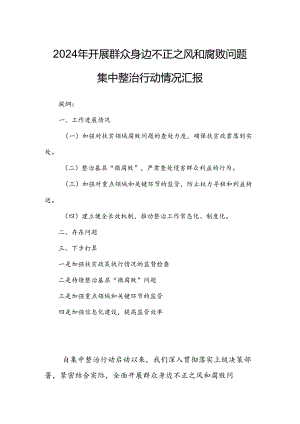 2024年开展群众身边不正之风和腐败问题集中整治行动情况汇报.docx