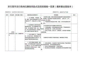 农行某市支行各岗位廉政风险点及防控措施一览表（最新最全面版本）.docx