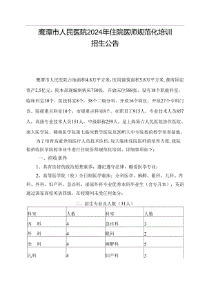 鹰潭人民医院2024年住院医师规范化培训.docx