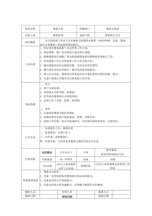 赛事文娱主管岗位职责说明书.docx