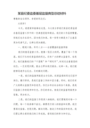 某县纪委监委基层监督典型总结材料.docx