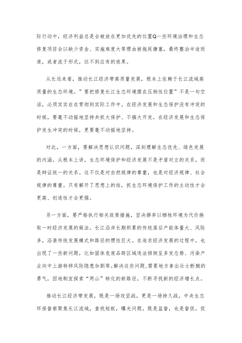 贯彻落实长江经济带发展战略坚持共抓大保护、不搞大开发心得体会.docx_第2页