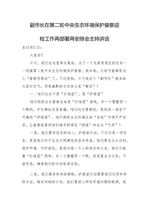 副市长在第二轮中央生态环境保护督察迎检工作再部署再安排会主持讲话.docx